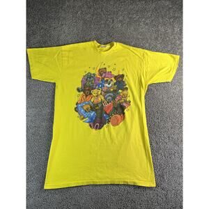 Vintage Teddy Bears Shirt Mens Large Yellow Graphic Pajama Bedtime Sleep Tee 90s